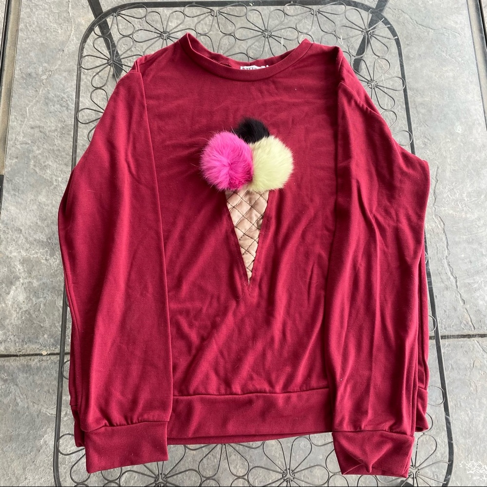 Sweater with a fun ice cream cone with different textures
